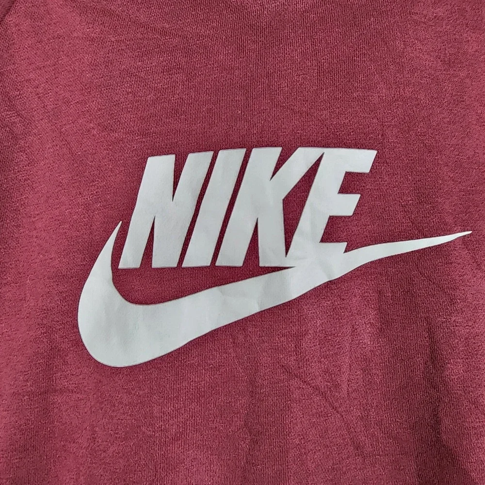 Nike‎ Hoodie Women XL Burgundy Sportswear Futura Logo Pullover Sweatshirt